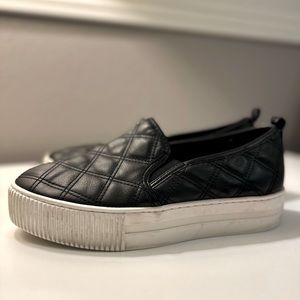 Black-leather Platform sneakers/loafers
